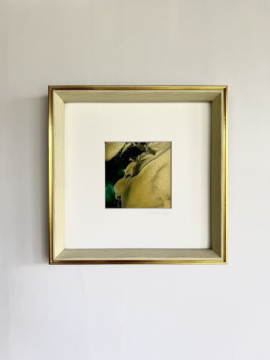 Organic Abstract Painting By Yuliia Poraiko, 8 X 8", Green Night, Original Artwork