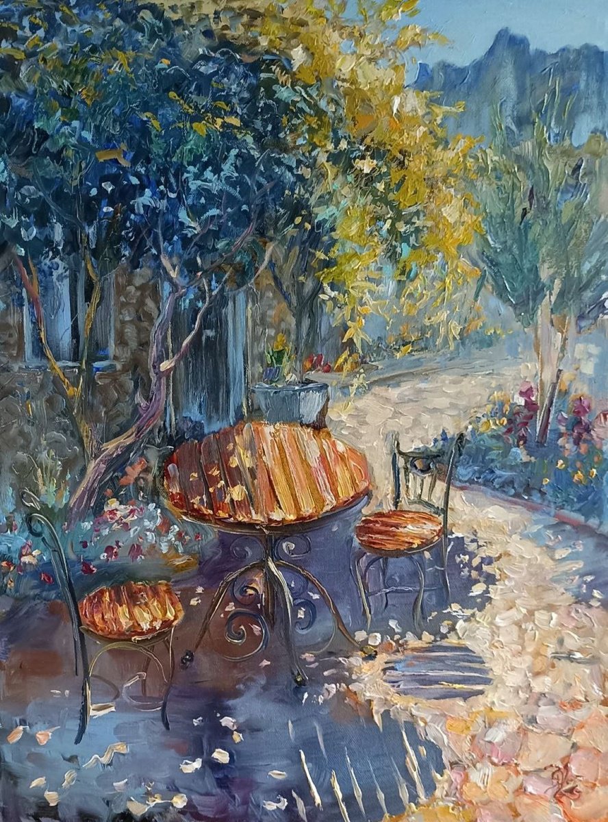 Impressionistic Landscape Oil Painting By Elina Vetrova, 12 X 16, French Countryside, Original Artwork