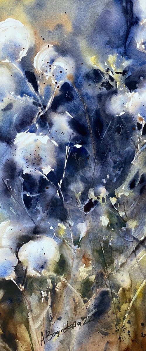 Summer is running out - original floral watercolor by Anna Boginskaia