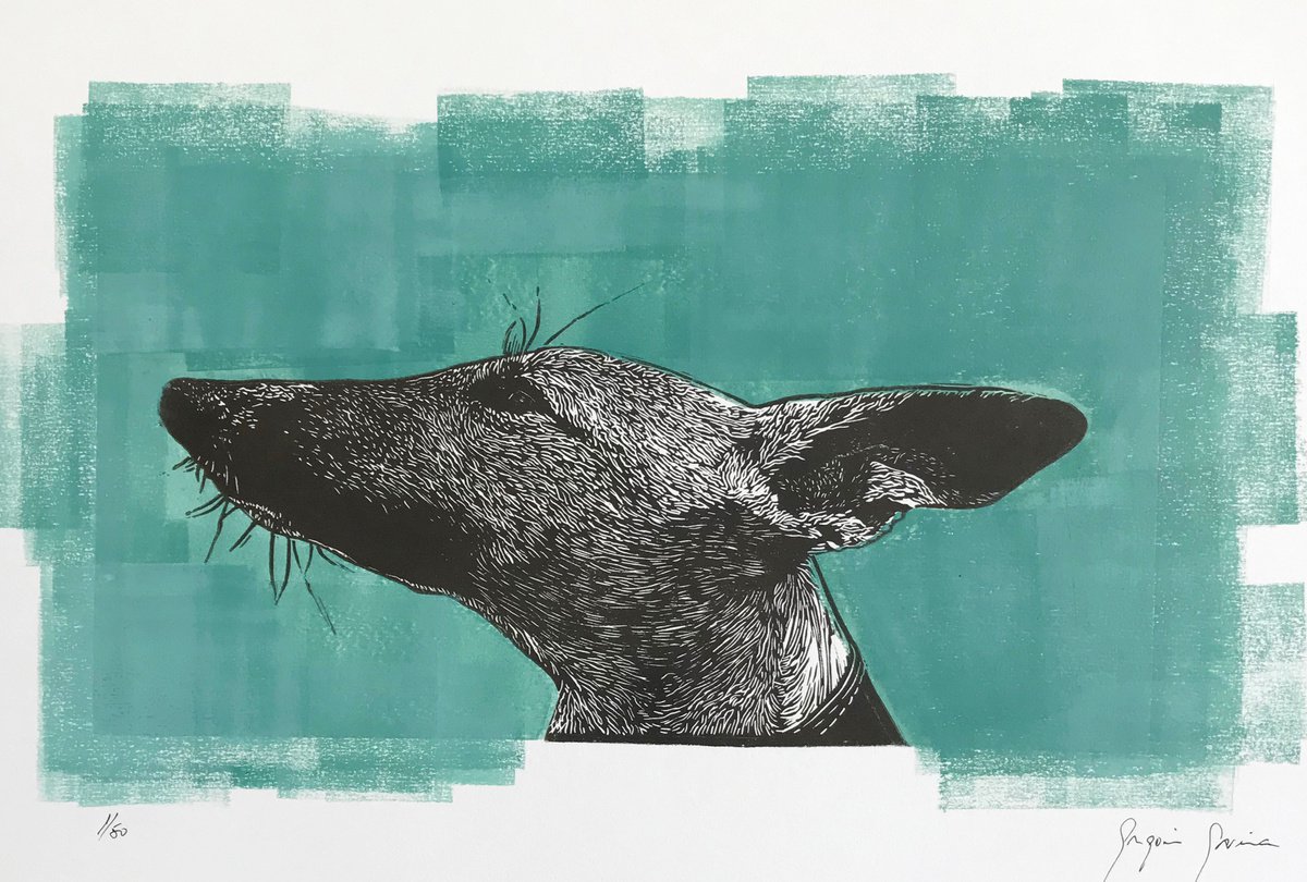 log nose, long ears by Greg Linocuts