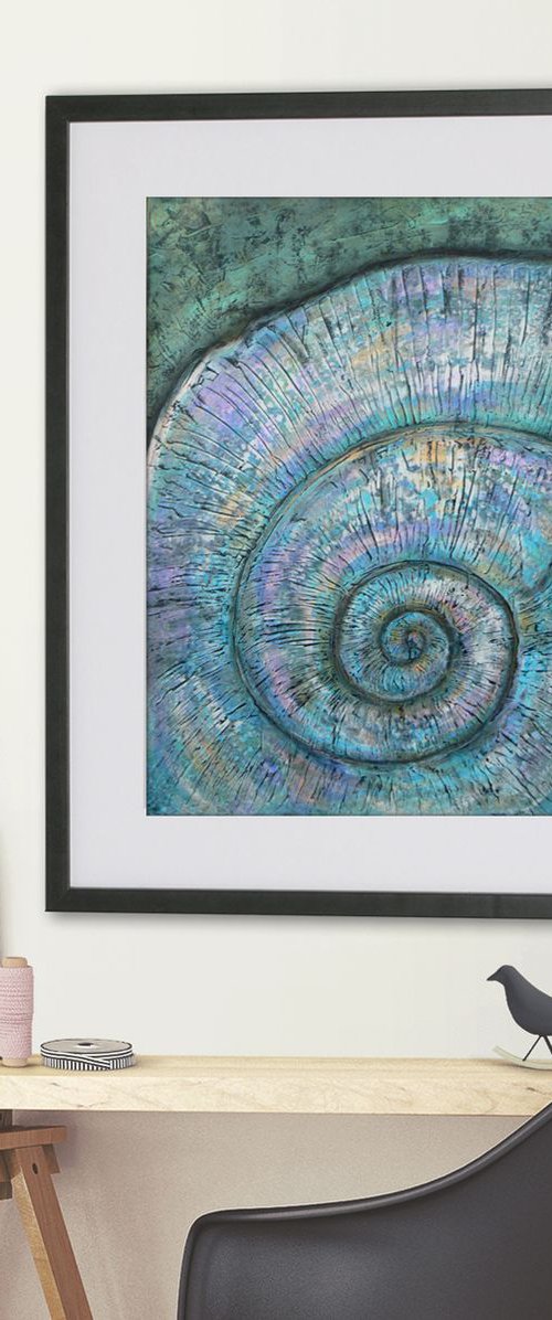 Ammonite (textured artwork of a fossil ammonites) #6 by Carolynne Coulson