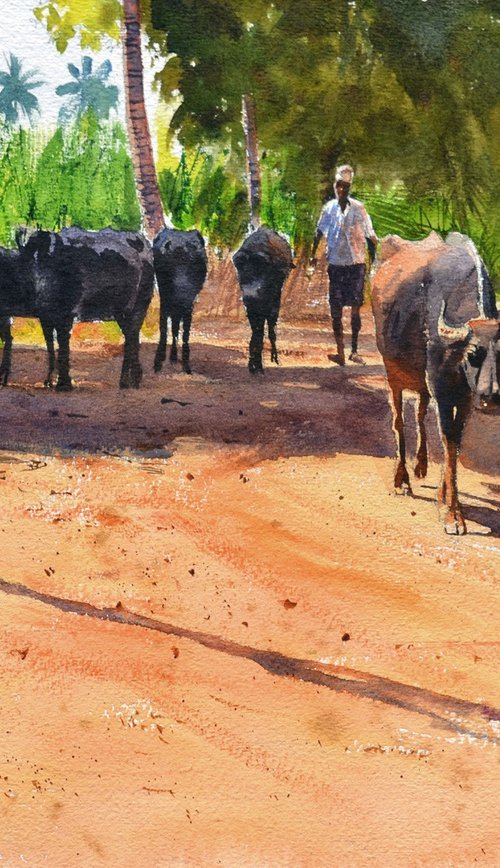 Minding his herd # 3 by Ramesh Jhawar