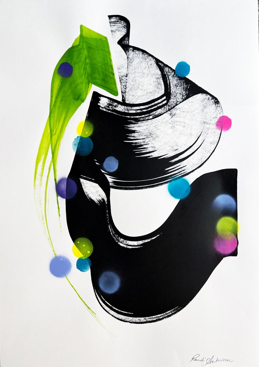 Expressive Abstract Ink Drawing By Randi Antonsen, 17 X 24", When I Close My Eyes, Original Artwork