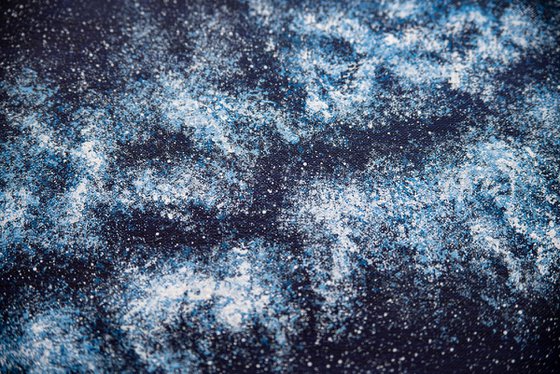 Starry night in winter woods