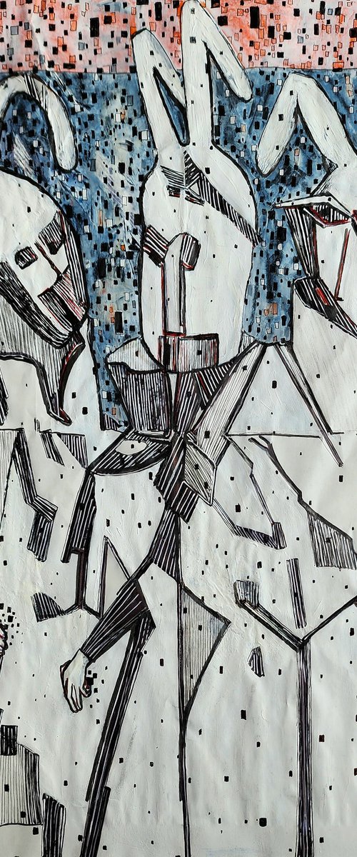 Brouillon III. White Rabbits Talking by Olena Romashkina