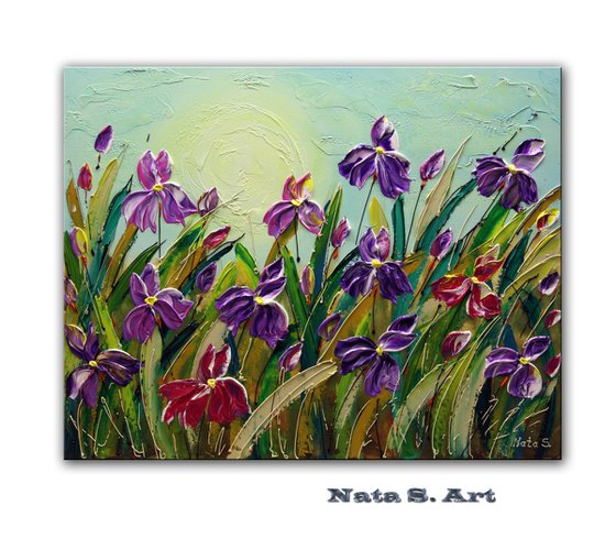 Abstract Textured Irises Painting - "I dream of Iris"