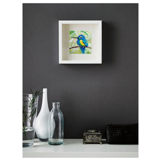 Hummingbird Painting Original Art Bird Artwork Mini Wall Art