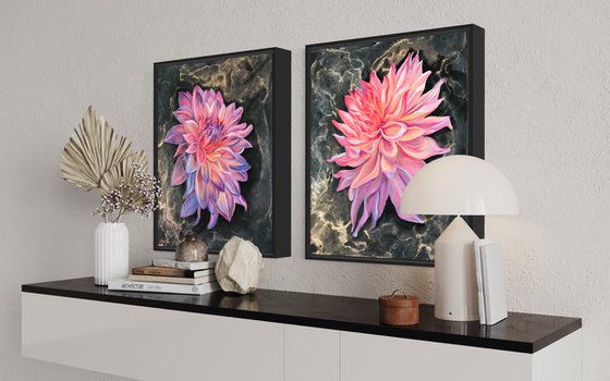 Shining Dahlias Diptych