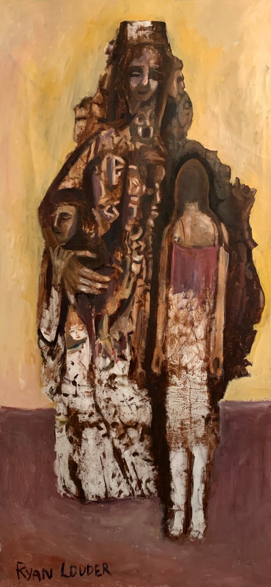 Expressive Portrait Oil Painting By Ryan Louder, 37 X 76", Father Figure, Original Artwork