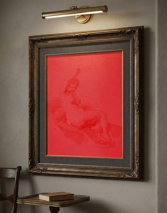 Nudo Femminile Disteso con Braccio Sollevato,