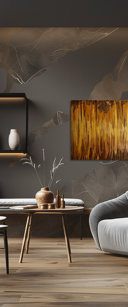 Golden Fire 60x90x2 cm by Exclusive Arts