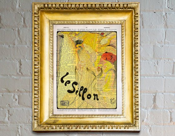 Le Sillon - Collage Art Print on Large Real English Dictionary Vintage Book Page