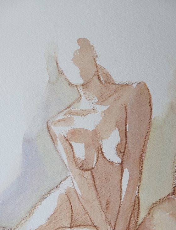 Seated female nude 2 poses