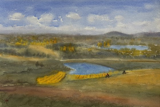 Cycling in Canberra arboretum