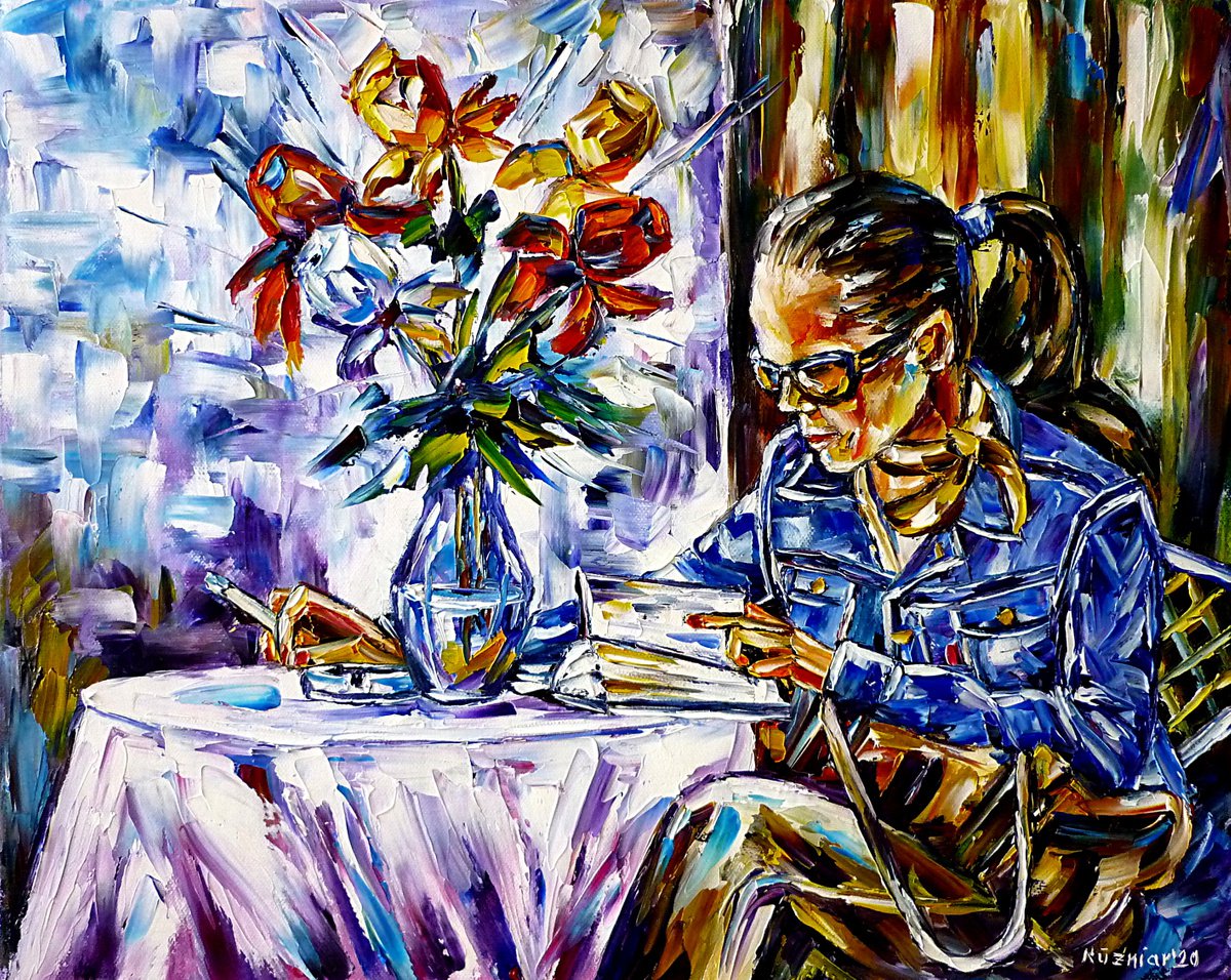 Woman In The Cafe by Mirek Kuzniar