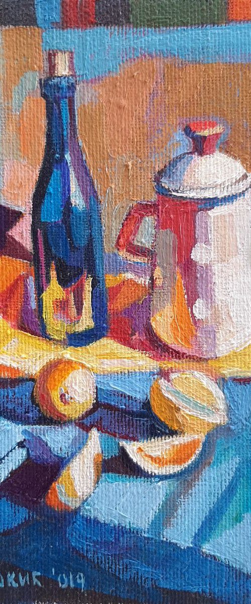 Still life with lemons miniature 13x17cm by Maja Đokić Mihajlović