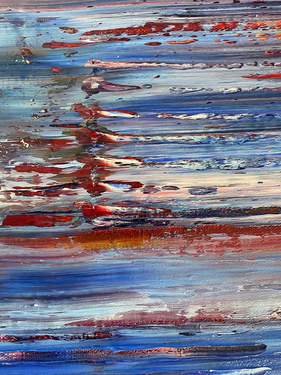 "If You Cut Me I Bleed" - Original PMS Abstract Oil Painting On Canvas - 36" x 12"