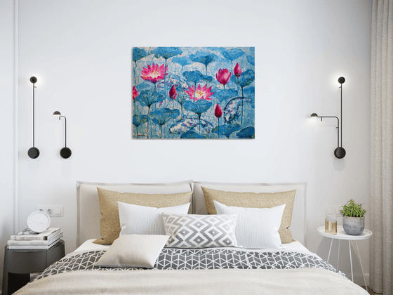 Water Lilies and Koi Fish