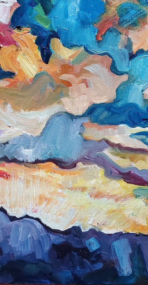 someone painted the sky, oil on streched canvas, by Lydia Knox
