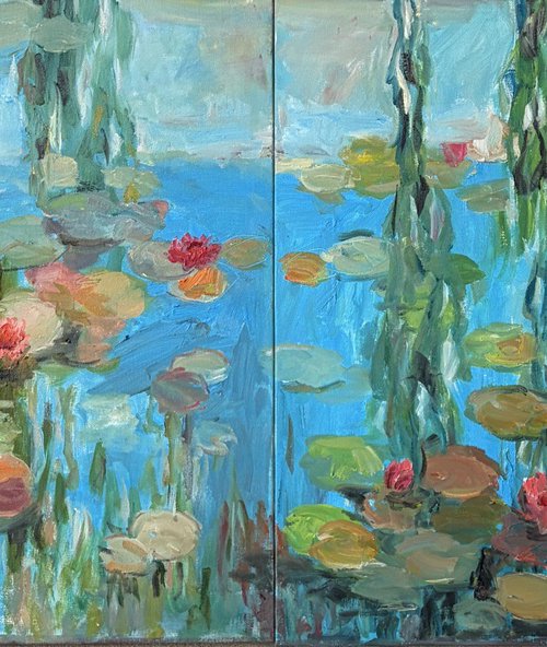 Turquoise Lake (diptych) by Arun Prem