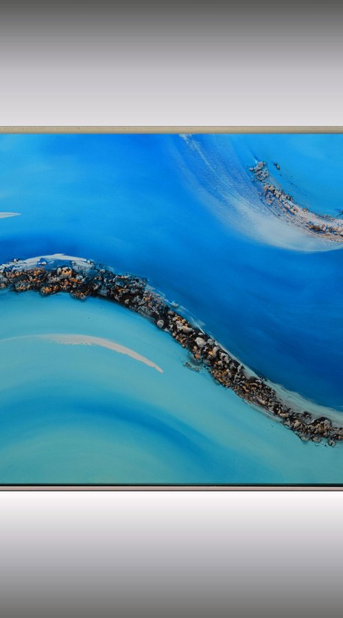 Big Wave 2 - Abstract Art - Acrylic Painting - Canvas Art - Framed Painting - Abstract Golden Sea Painting - Ready to Hang by Edelgard Schroer