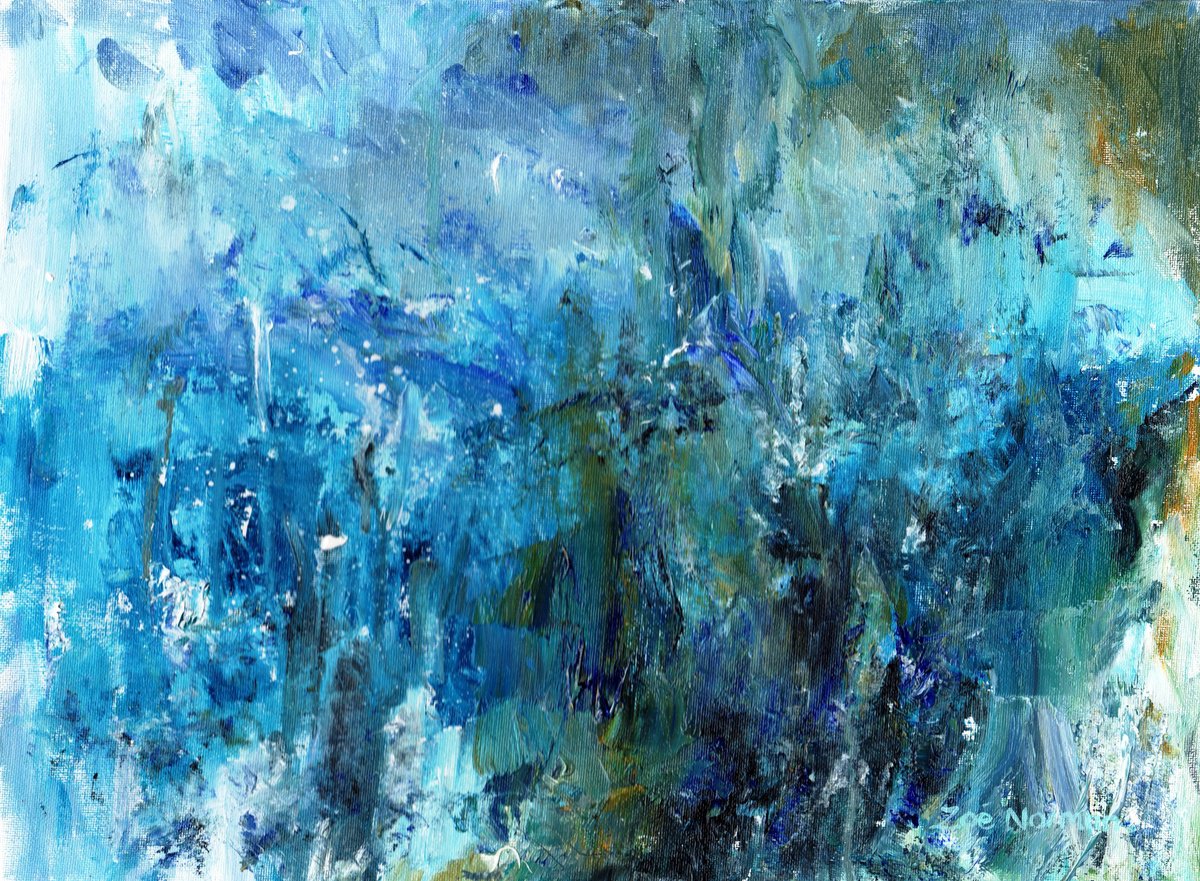 Abstract Oil Painting By Zoe Elizabeth Norman, 16 X 12", Blue, Original Artwork