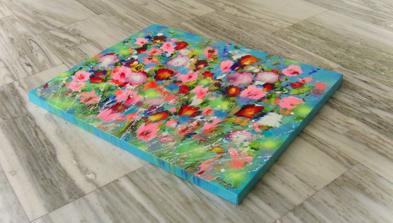 35.5” Spring, Floral Abstract Painting