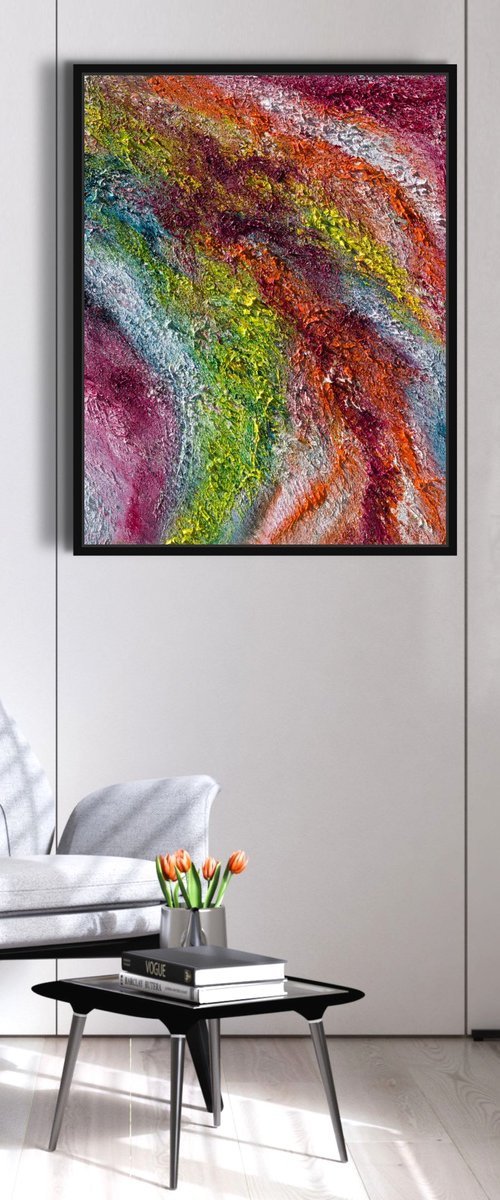 "Colors inside me II", textured painting, 60x80 cm by Davide De Palma