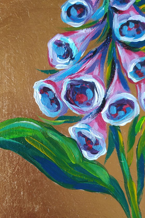 Jingle bell - acrylic, flowers, painting, jingle bell acrylic painting, small painting, flowers bells