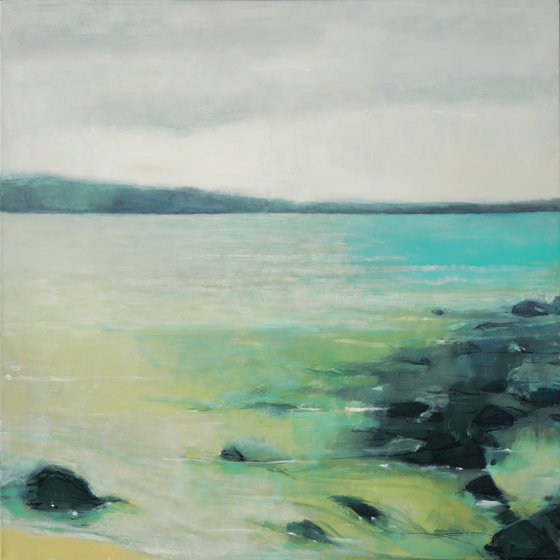 Turquoise Shallow Water 30x30 inch 76x76 cm by Bo Kravchenko