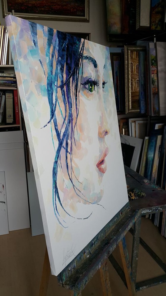 Painting oil " Memories " original abstract woman portrait