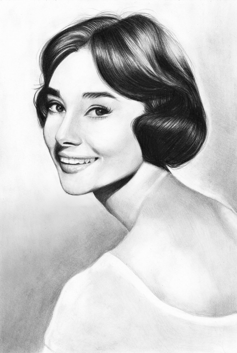Portrait Pencil Drawing By Anastasia Terskih, 8 X 12, Audrey, Original Artwork