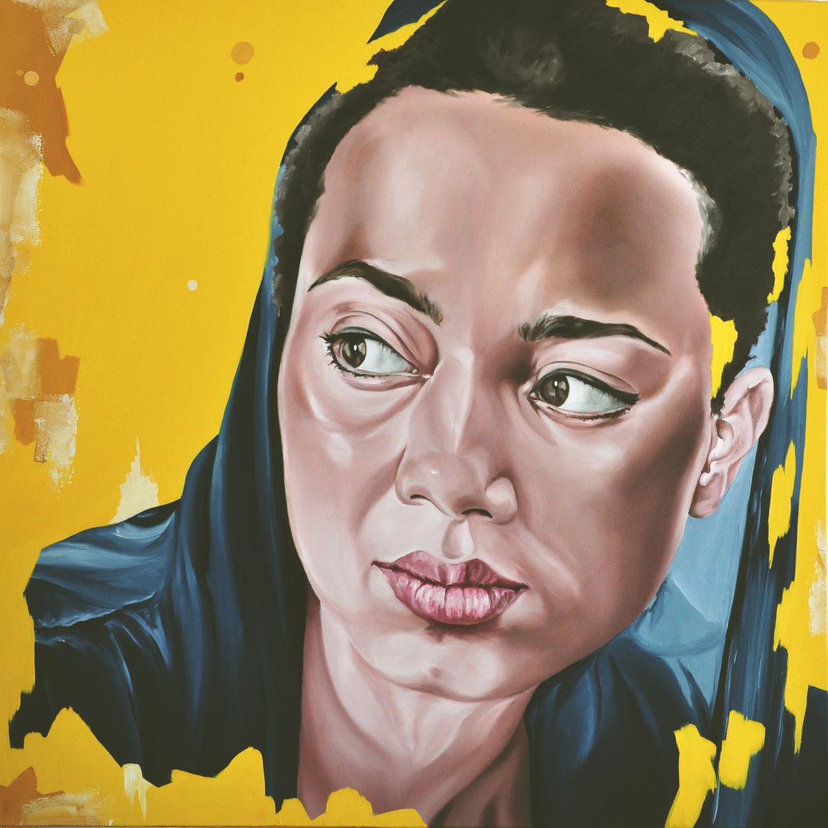 Portrait Oil Painting By Mullo Art, 39 X 39", Gilded Cage, Original Artwork