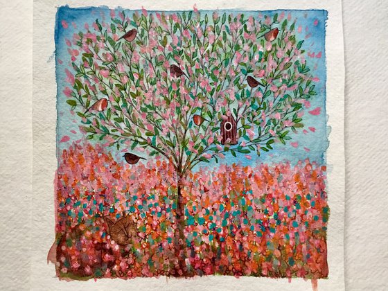Cherry Tree,  watercolour painting