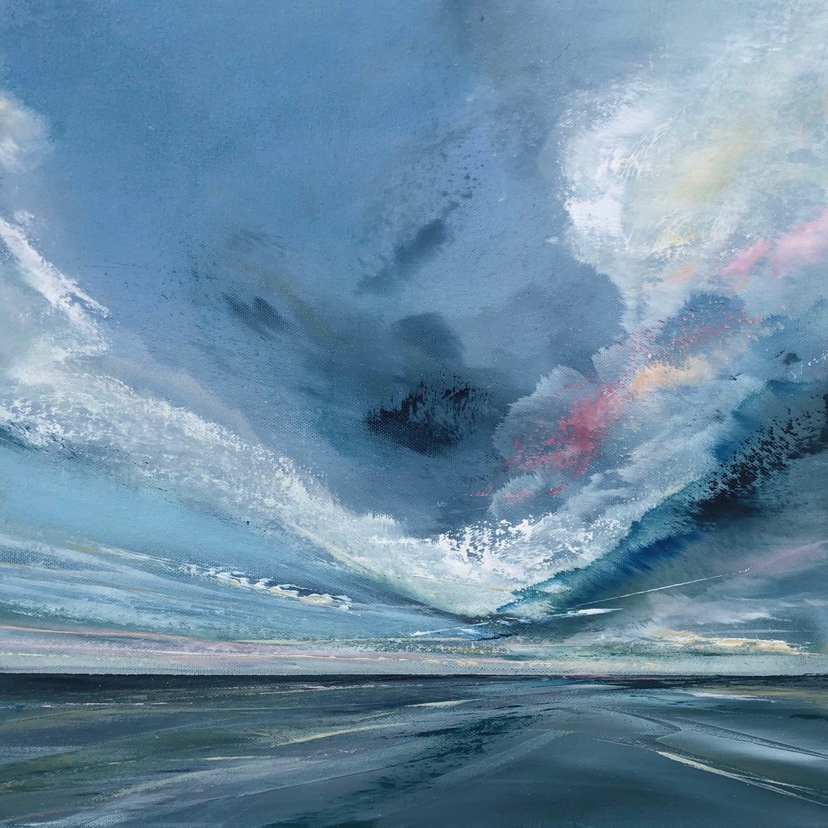 Pastel Clouds medium seascape painting by Jane Skingley