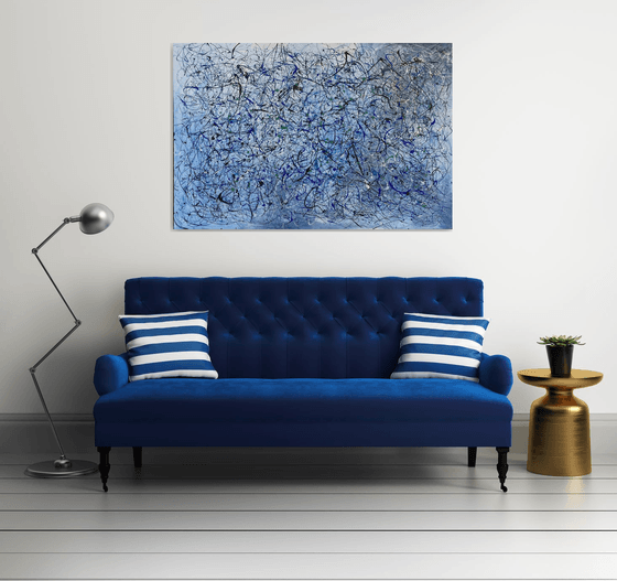 Blue Pollock inspired abstract