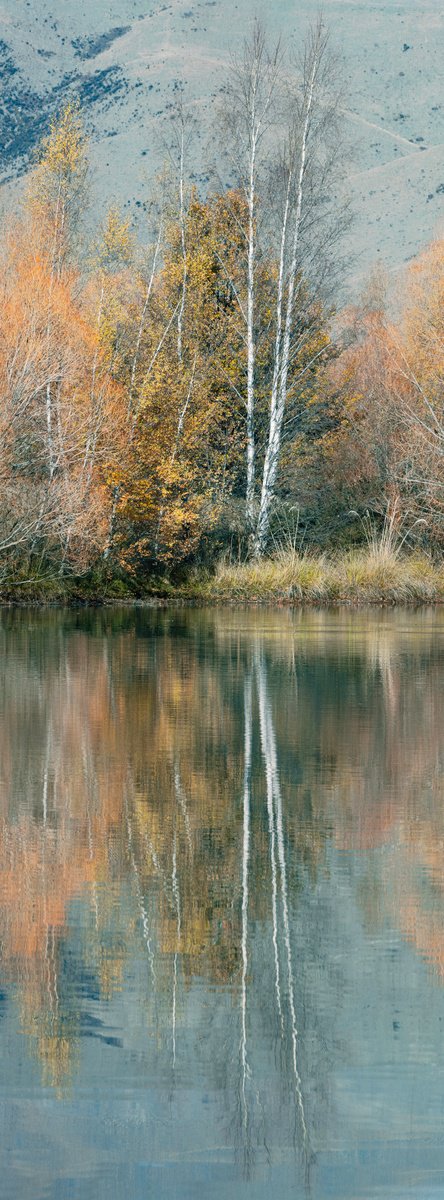 Photorealistic Landscape Photograph By Nick Psomiadis, 24 X 64", Tranquil Reflections, Original Artwork