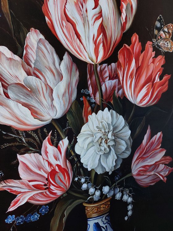 Still Life of Tulips in Vase