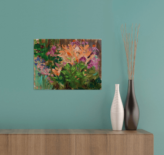 Lilies in the garden I /  ORIGINAL OIL PAINTING