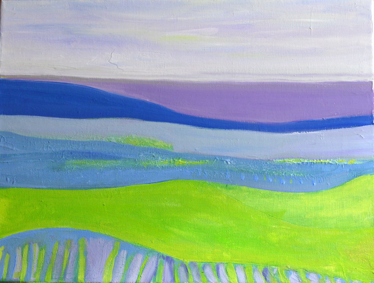 Organic Landscape Oil Painting By Cristian Valentich, 16 X 12, Meadows, Original Artwork