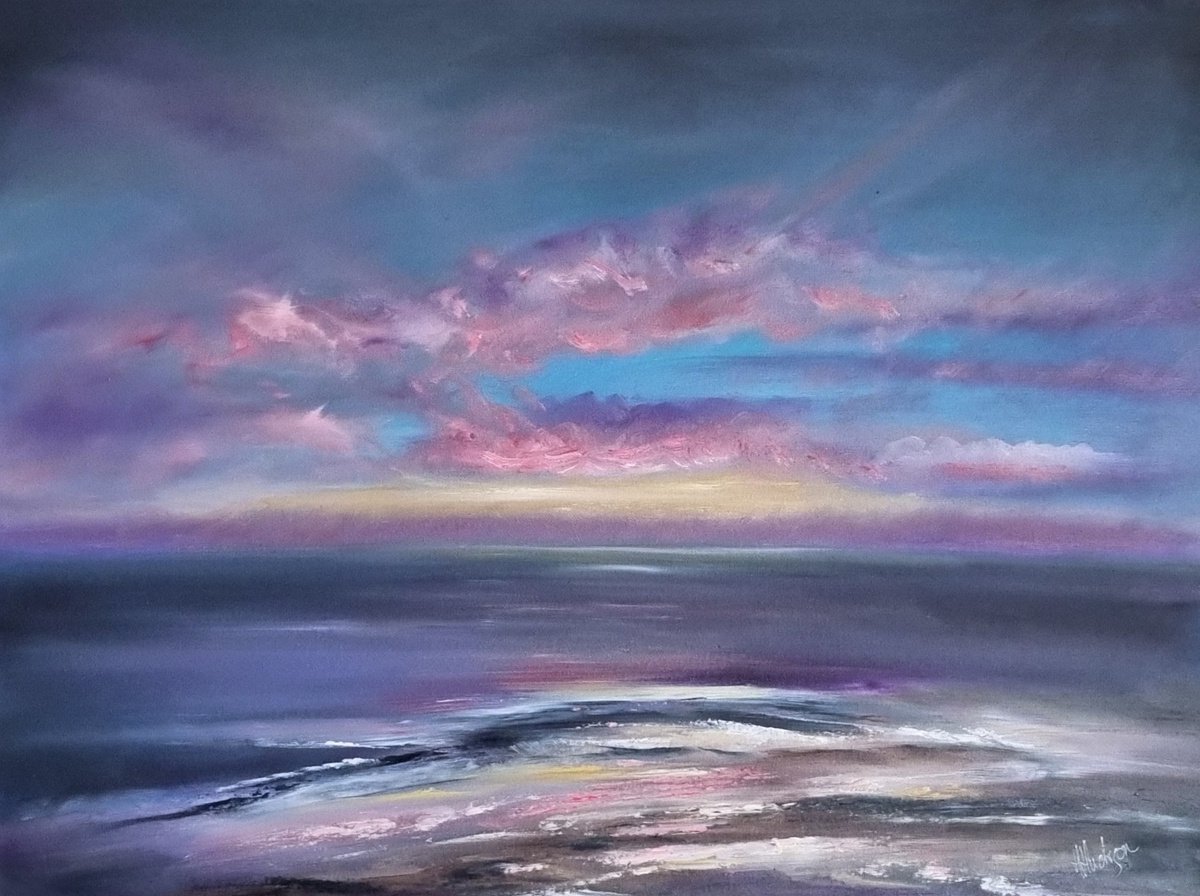 Last Light 24x182 Seascape Oil Painting by Hayley Huckson