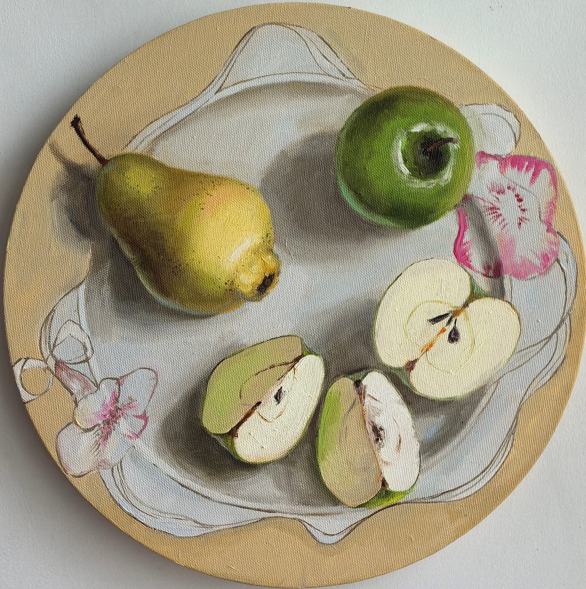 Pear And Apple Fruit Still Life By Leyla Demir, 12 X 12, Artwork For Sale On Artfinder
