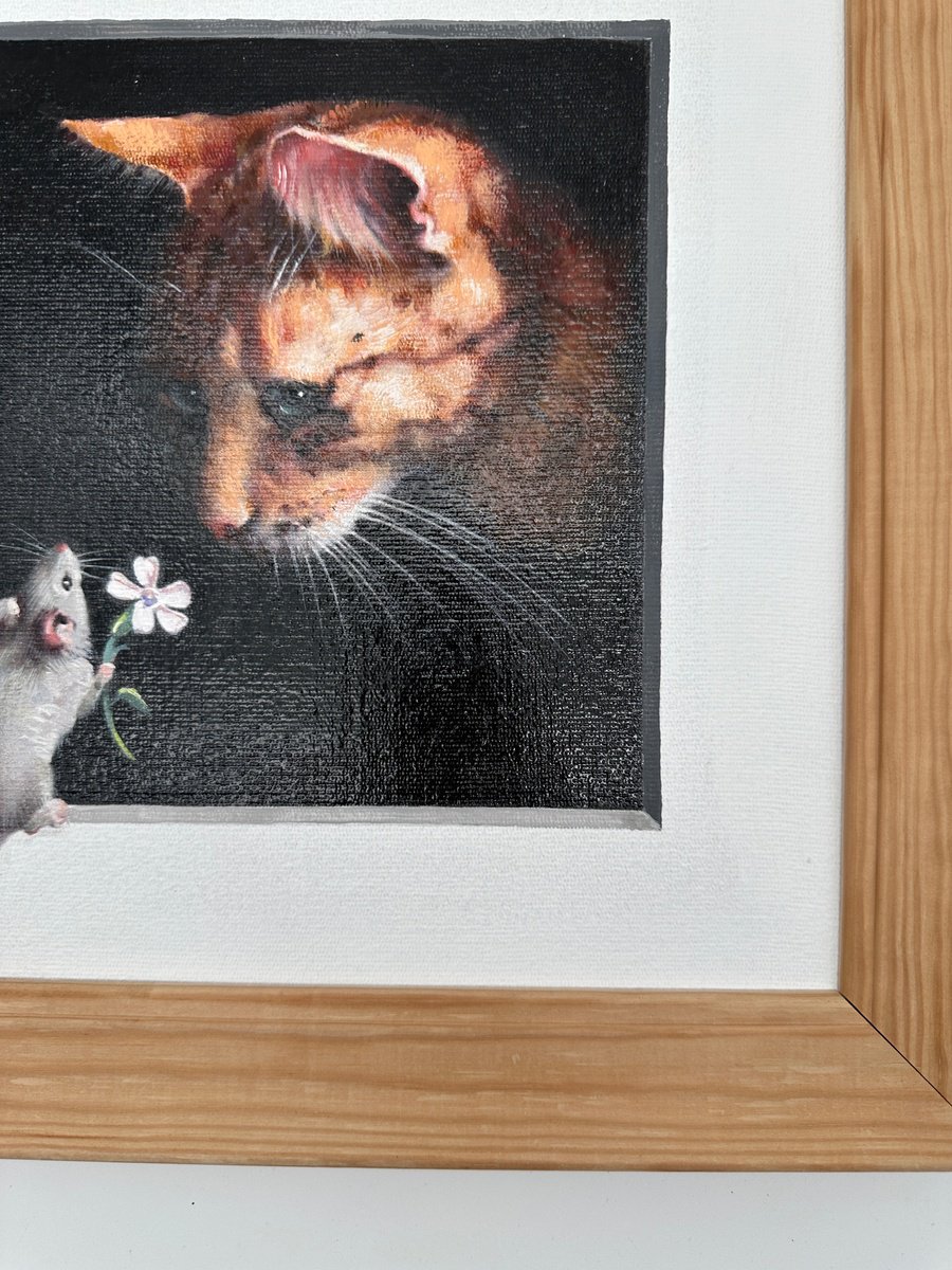 Oil 2024 painting-cat and mouse