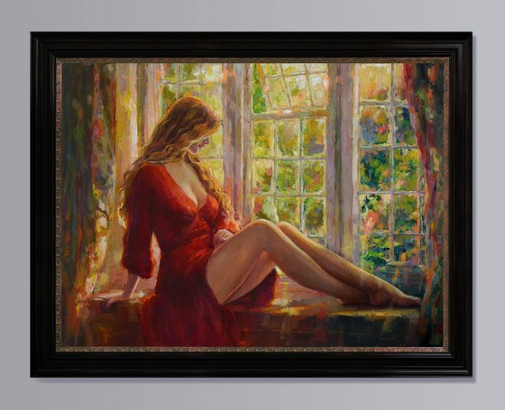 At the window, summer
