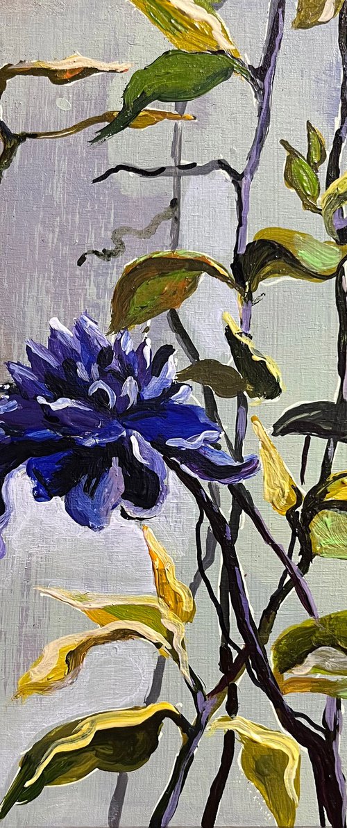Blue Bloom on Silver Light by Maria Kireev