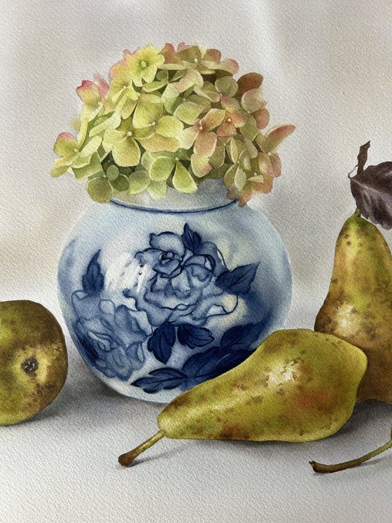 Hydrangea and pears