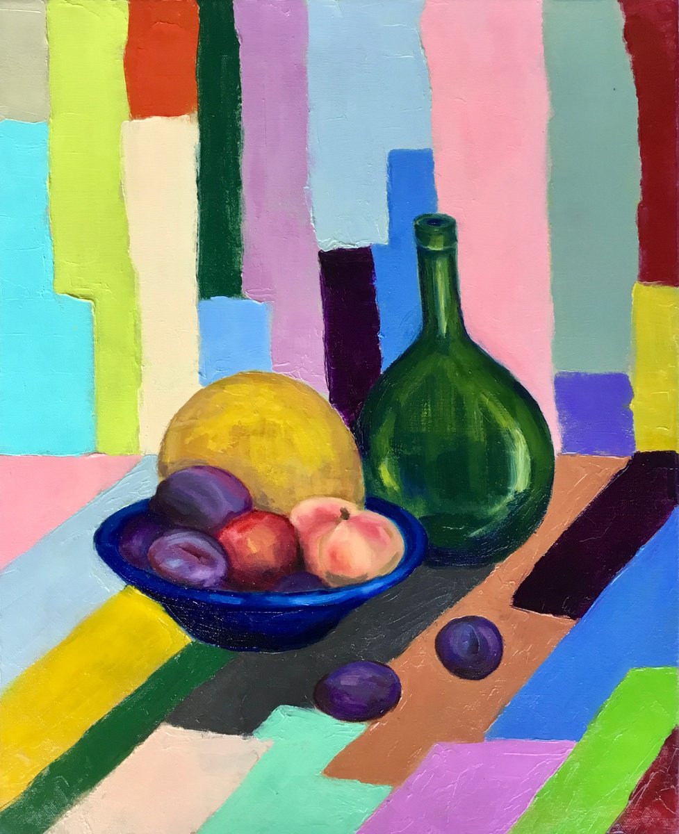 Abstract Oil Painting By Vera Klimova, 16 X 20", Melon, Original Artwork