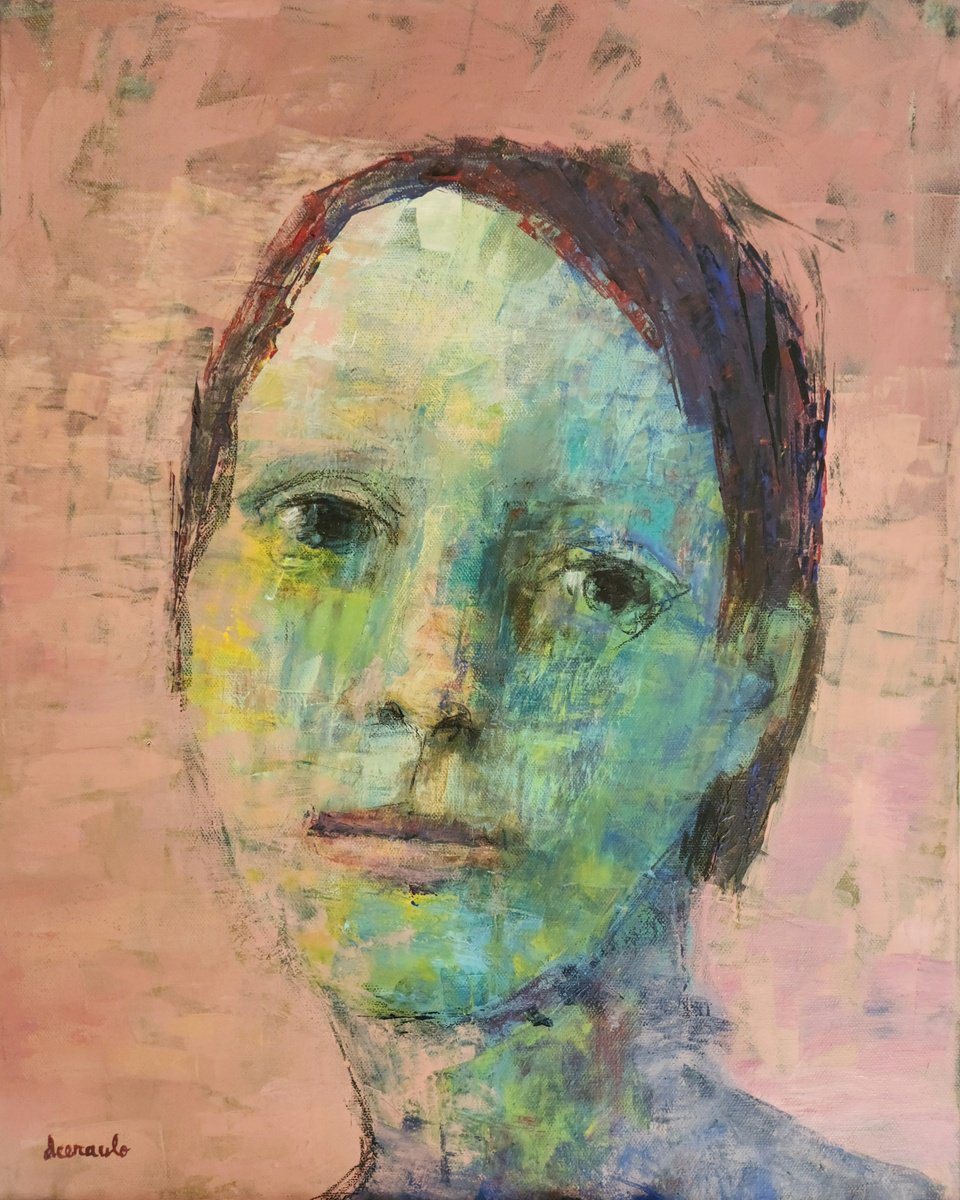 Abstract Portrait Painting By Donna Ceraulo, 16 X 20, Madge, Original Artwork