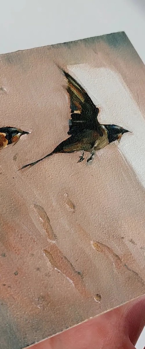 Swallow birds oil painting by Kateryna Somyk