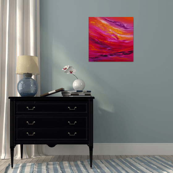 Sky Element I, 60x60 cm, Deep edge, Original abstract painting, oil on canvas